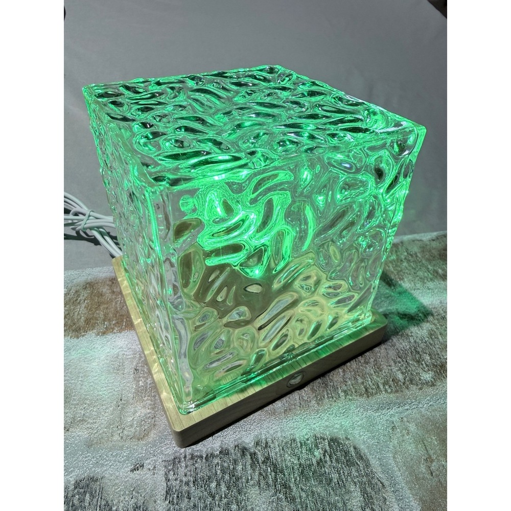 USB Dynamic Water Pattern Light LED Cube Projector Lamp RGB Color Changing Wood - Picture 2 of 7